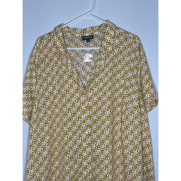Modcloth Button Front Short Sleeve Flowers Shirt Mustard Yellow Retro Shirt 4X - Picture 3 of 7